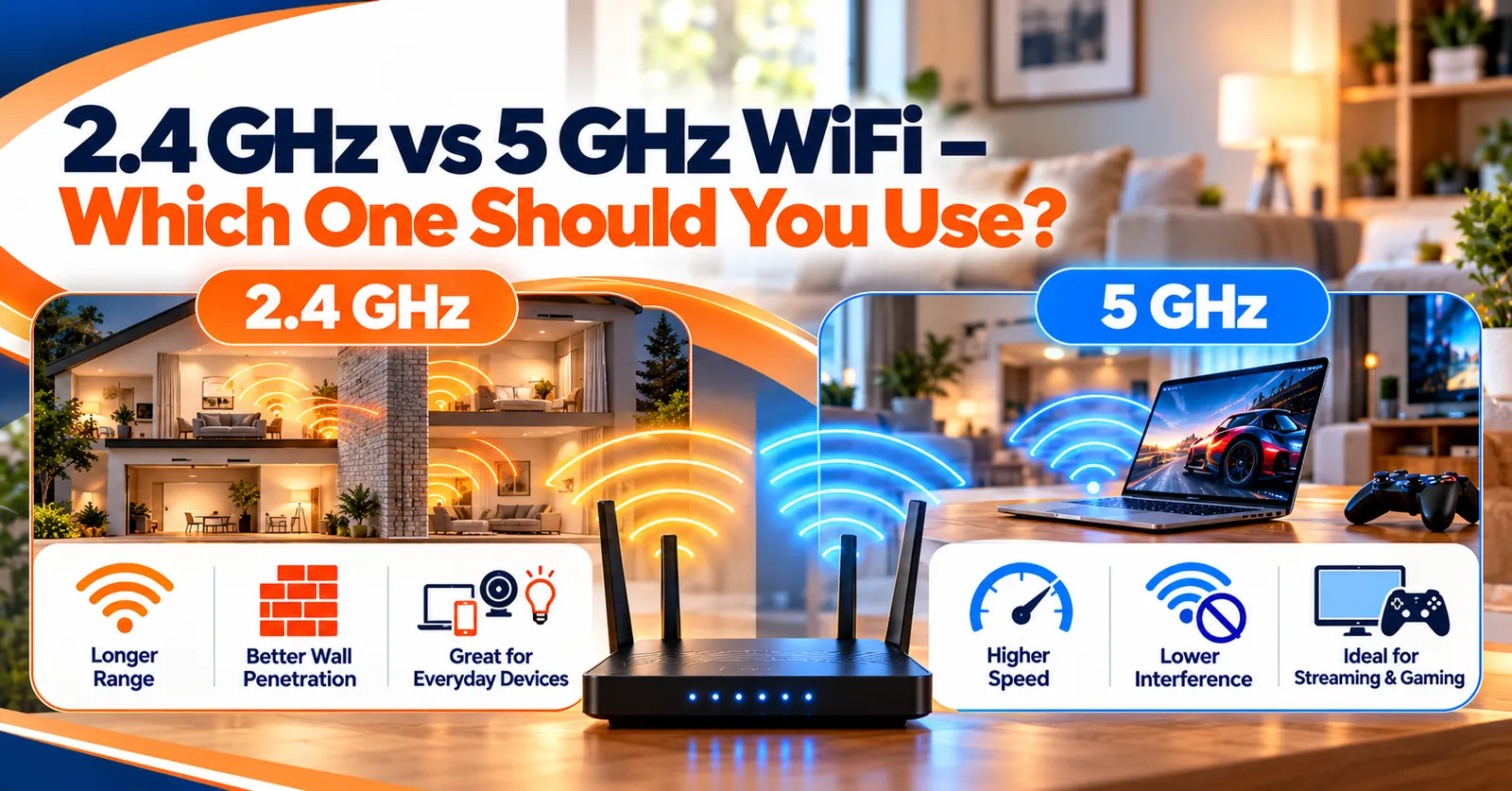 Internet Express illustration: 2.4ghz vs 5 ghz: which one should you use