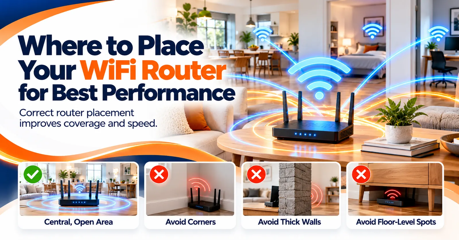 Internet Express illustration: Where to place your wifi router for best performance