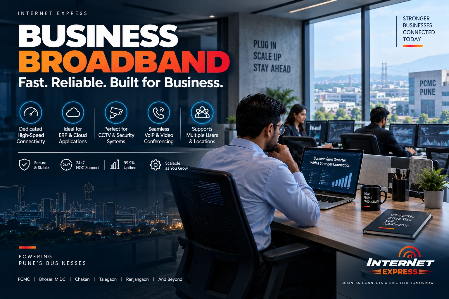 Internet Express Business Broadband creative for Pune and PCMC offices.
